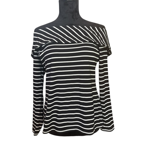 White House Black Market Tops - White House Black Market Off-the-Shoulder Striped Top Sz M NWT